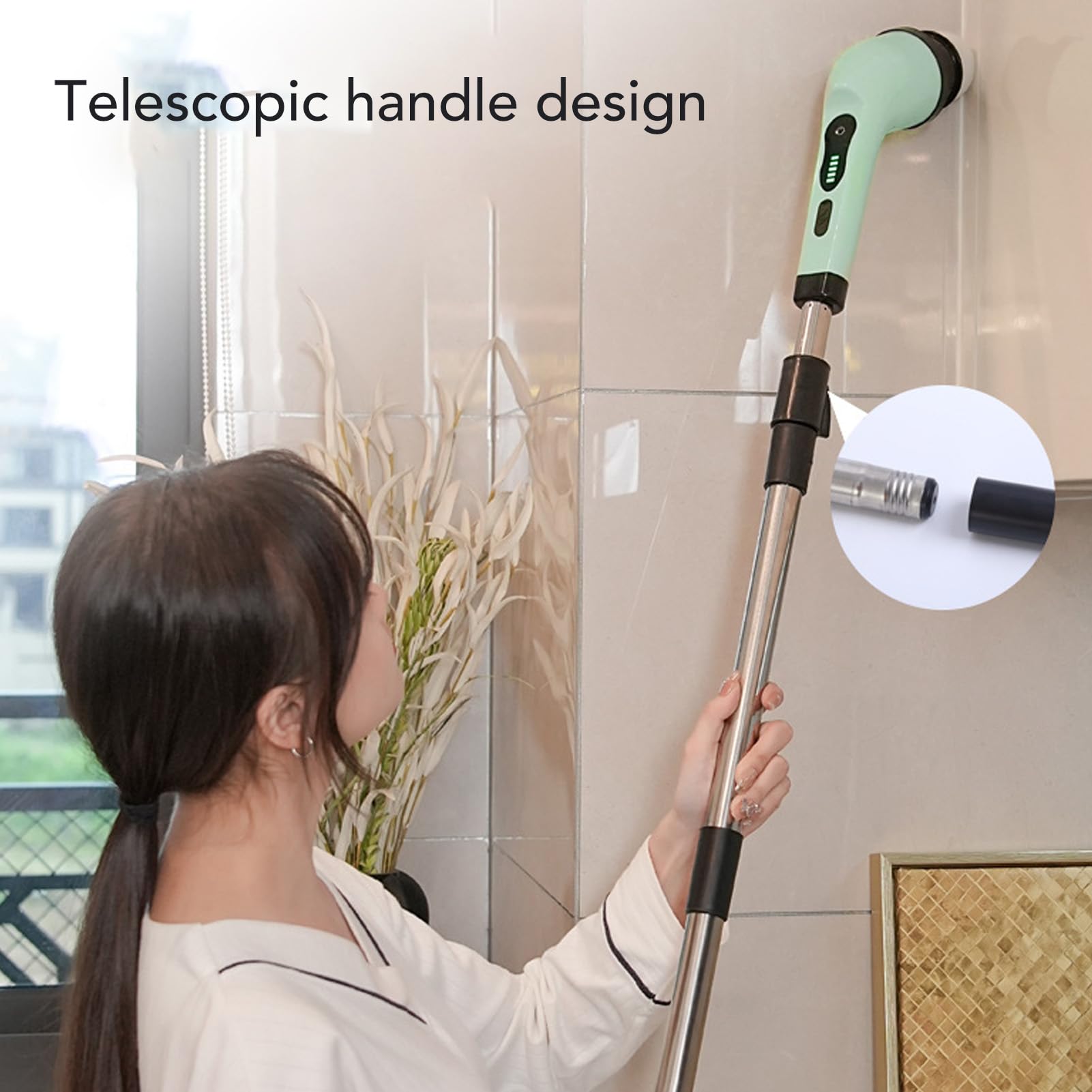 Juego de Cepillos de Limpieza Eléctrica, Potente Fregador Giratorio Inalámbrico para Cocina, Baño y Coche con 9 Cabezales de Cepillo Reemplazables