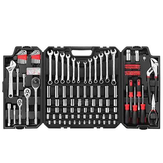 Eastvolt 248 Pieces Mechanics Tool Set, General Purpose Mixed Sockets and Wrenches, Hand Tool Set Auto Repair Tool Kit with Storage Case (EVHT24801)