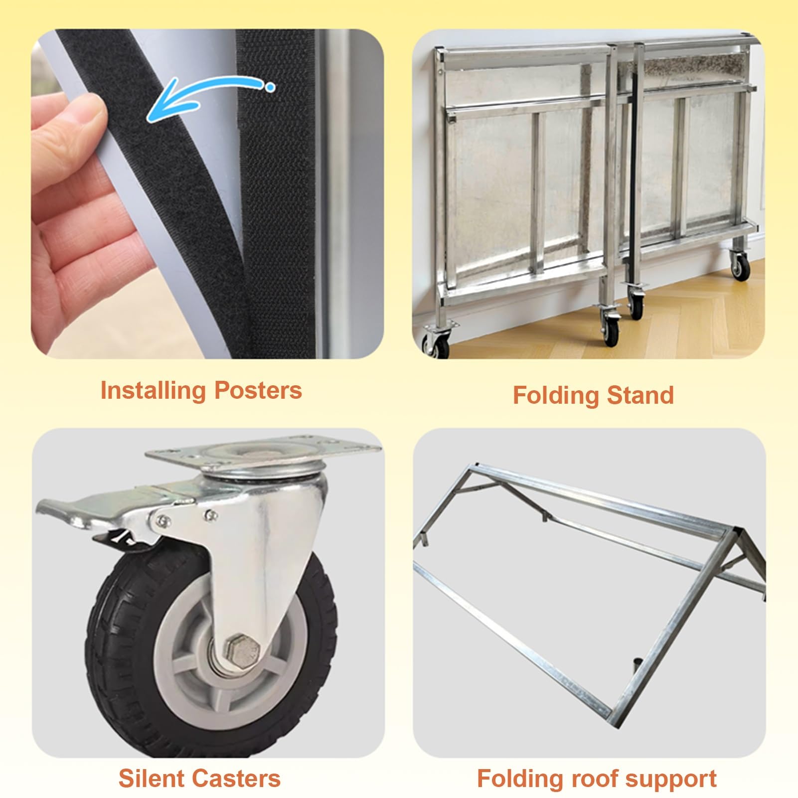 Carrito portátil para exteriores para comida callejera, eventos, mercados y festivales, puesto de comida móvil ligero y fácil de instalar