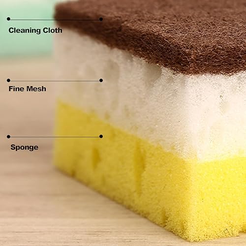Miniatura 5 de Esponjas de limpieza para platos, esponjas de cocina para lavar platos, esponjas de limpieza gruesas de 3 capas, esponjas de lavado de platos que no