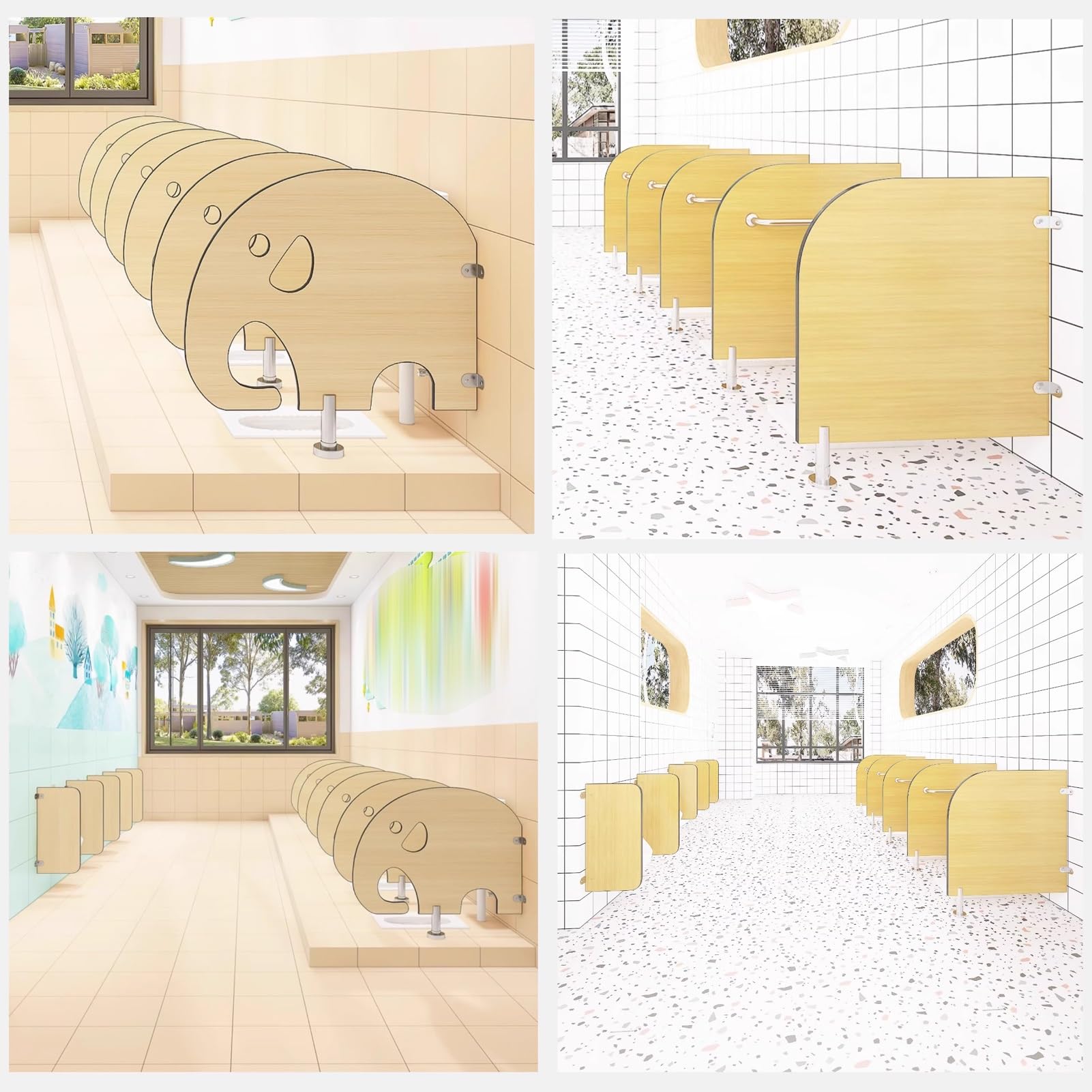 Przegroda do pisuaru dla dzieci, montowana na podłodze, 5-pak, 60 x 70 cm, idealna do szkół, przedszkoli, centrów handlowych, publicznych toalet – zwiększenie higieny i prywatności