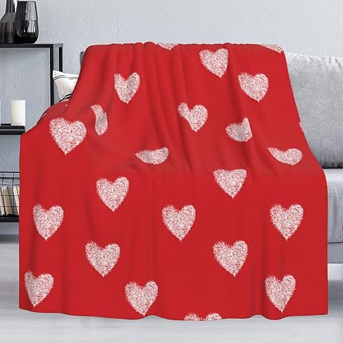 Miniatura 4 de Manta de franela roja con corazón de feliz día de San Valentín, 50 x 60 pulgadas, para sala de estar, dormitorio, sofá, manta cálida y suave para