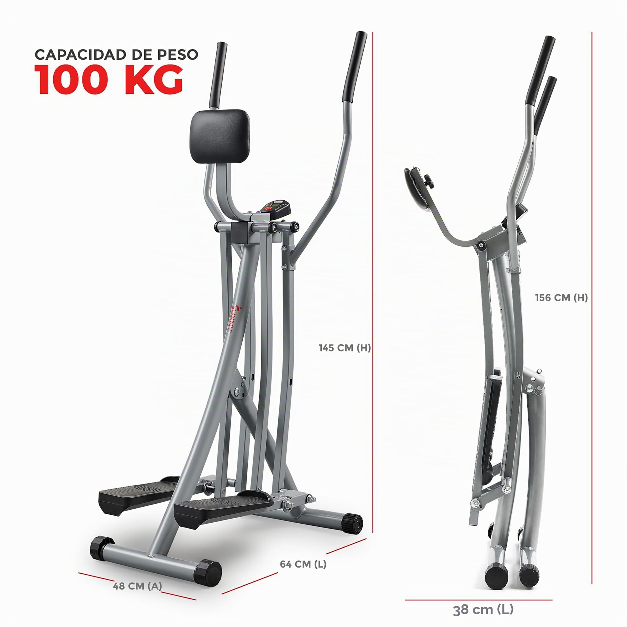 Sunny Health & Fitness Entrenador Elíptico Vertical 2 en 1 Interior, Máquina Compacta de Entrenamiento de Cuerpo Completo, Cross-Training en Casa para Brazos y Piernas, App SunnyFit Gratuita Opcional