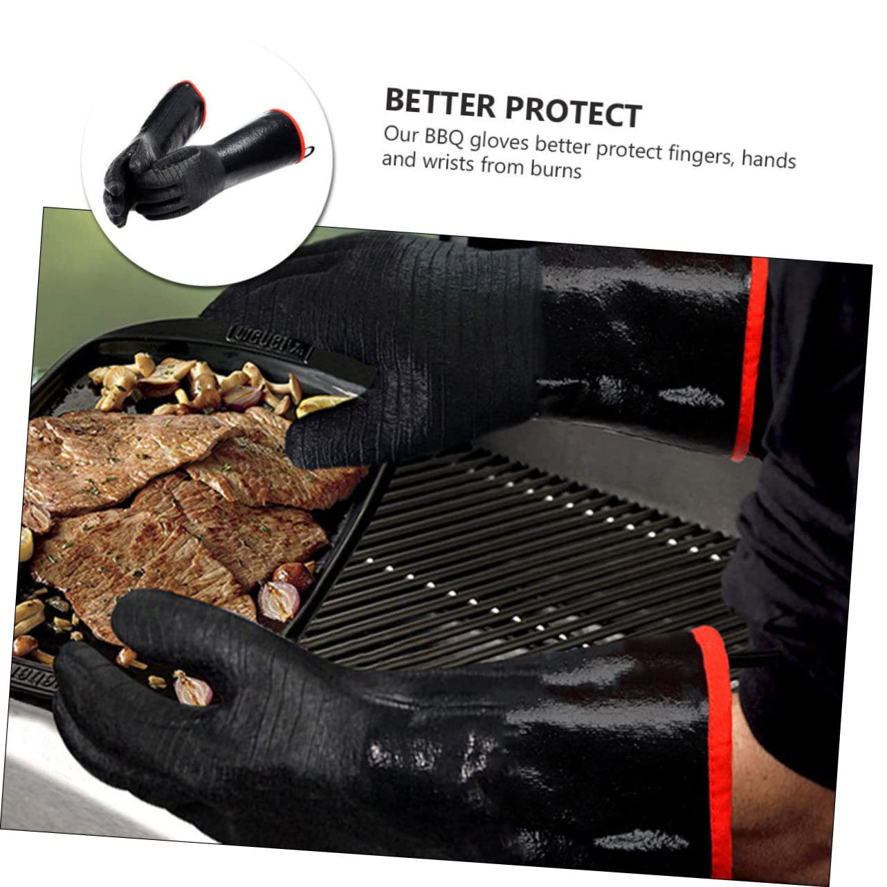 Guanti da Forno in Neoprene Resistenti al Calore, Nero, 1 Paio | Riutilizzabili, Protezione da Taglio, per Stufa e Ambienti Caldi, Copertura Polso Contro Scottature