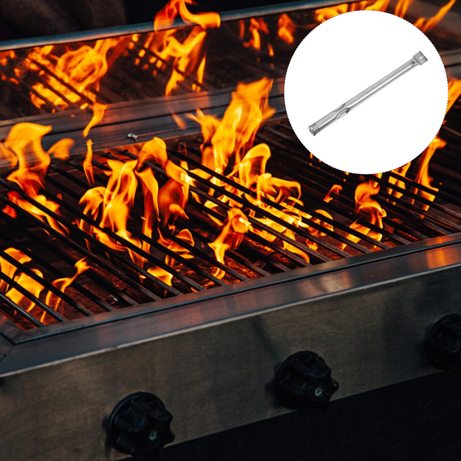 TEHAUX Tubo de Quemador de Acero Inoxidable de Parrilla de Gas 4 Piezas | Color Plata, Resistente a Altas Temperaturas y Fácil de Instalar, Pieza Portátil que No se Deforma