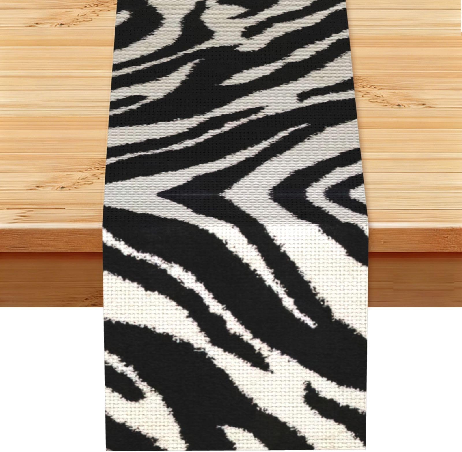 Zebra Animal Print Decorative Linen Table Runner for Everyday Dining Wedding Party Holiday Home Decor