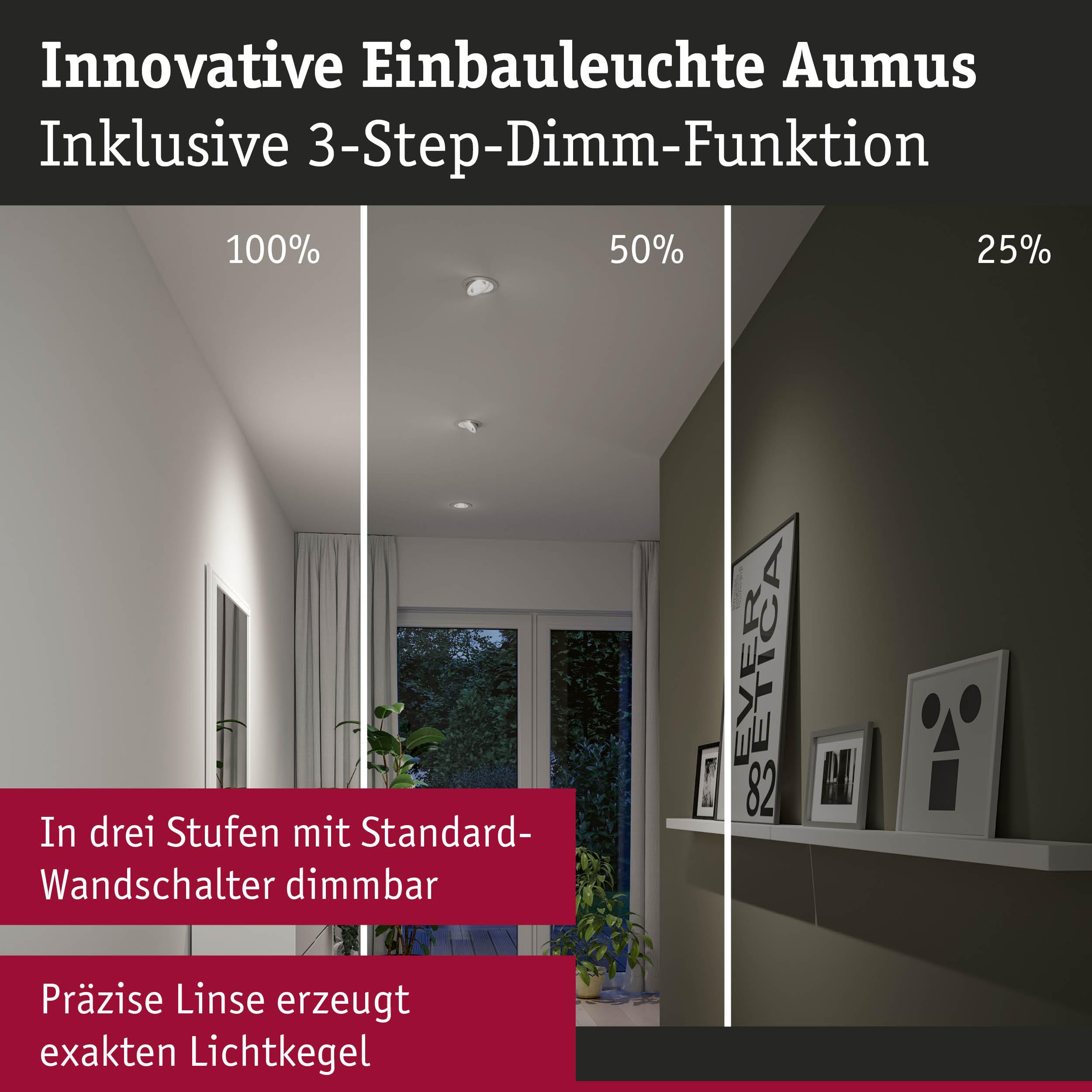 Paulmann EBL Set Aumus schwenkbar LED 3x750lm 2700-6500K 5W 230V Chrom matt