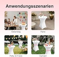 DYOUen Elasztikus Bárasztal Huzat Szett - 2 db Nyújtható Asztalterítő 80x110 cm - Fehér Poliészter Spandex Védőborítás Bárpulthoz, Kerek Asz 5