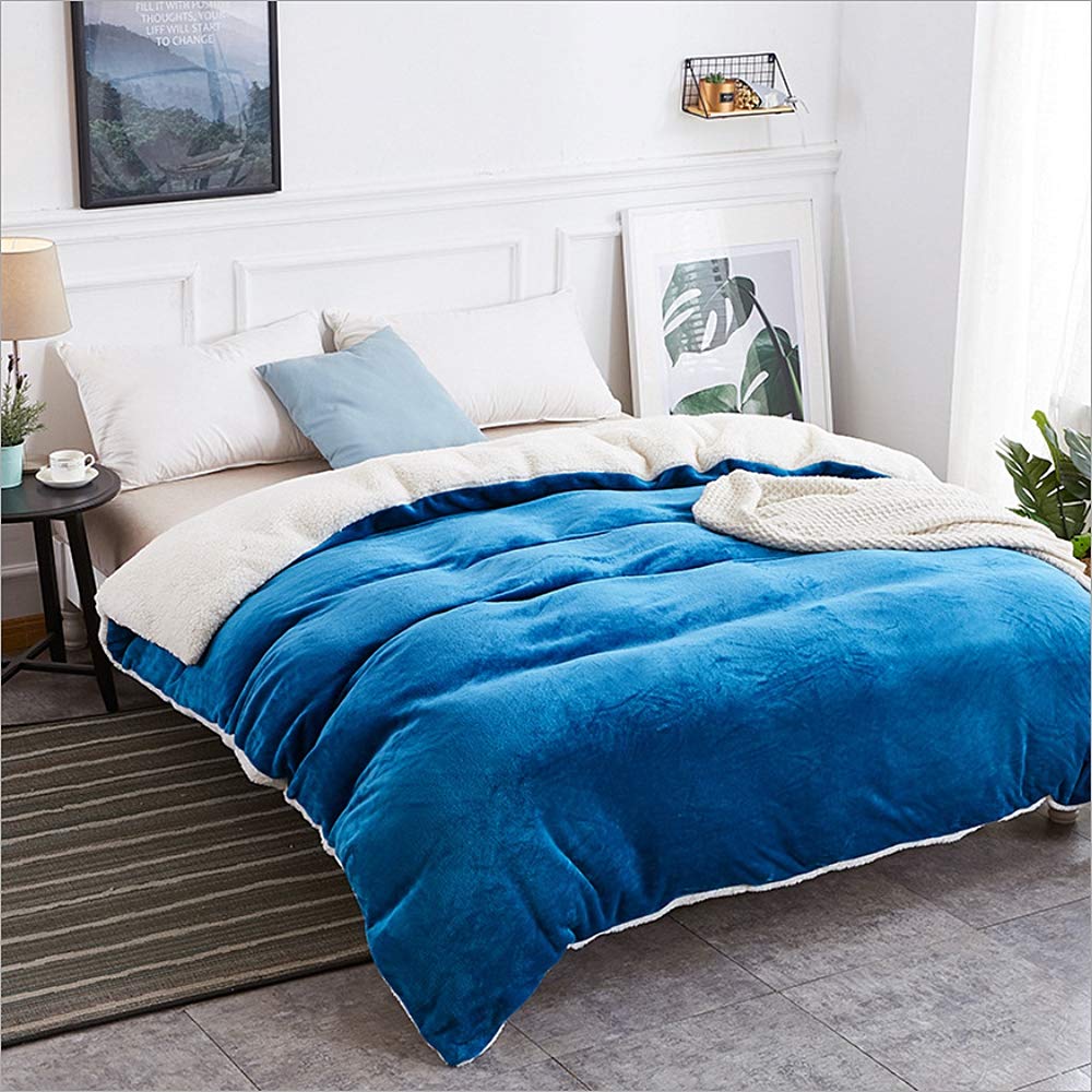 Housse de couette chaude en peluche 200x230 anti-froid pour lit adulte AB10