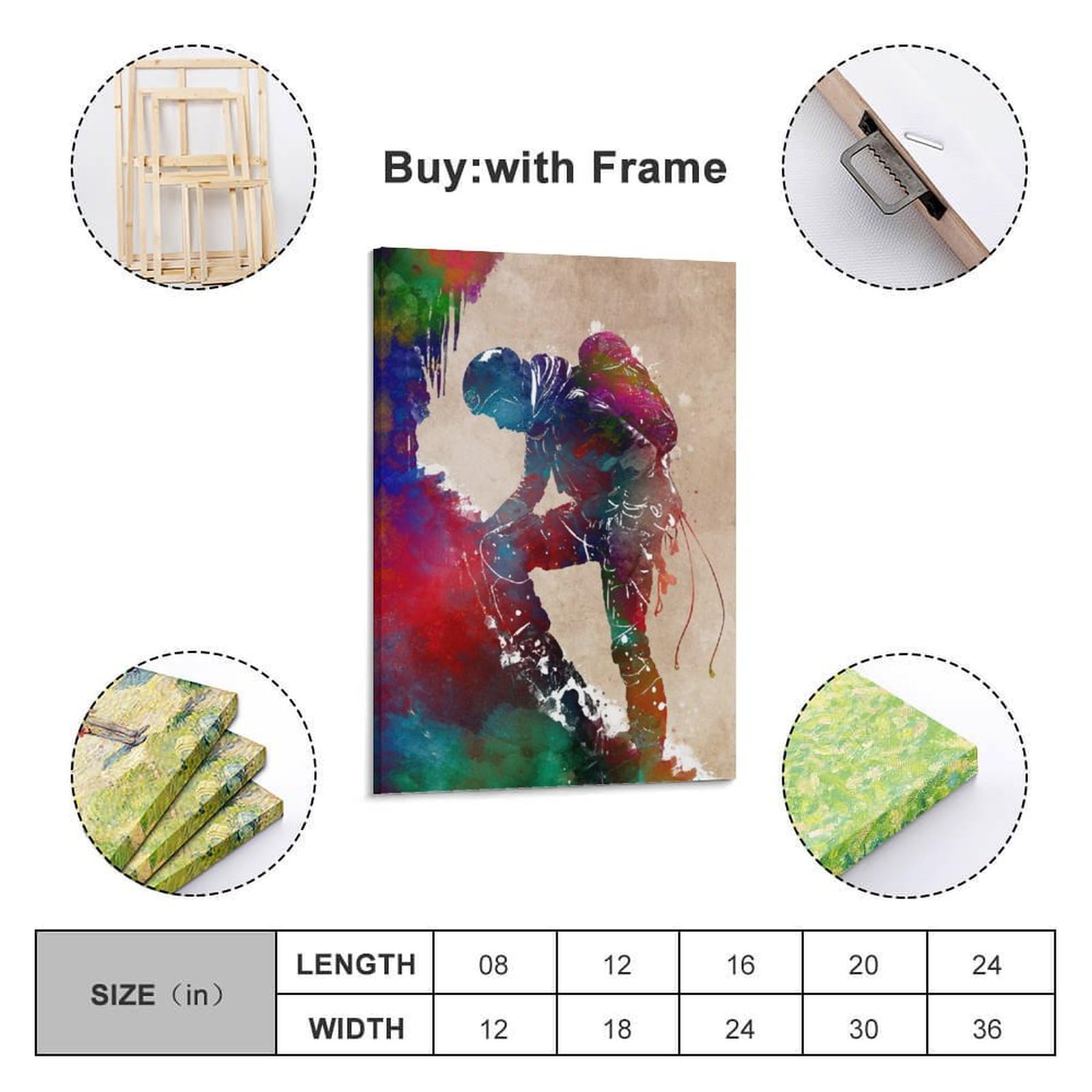 POLIUAWS Bergsteiger-Klettersport-Poster, Leinwandbild, Wanddekoration, moderner Kunstdruck für Zuhause, 20x30 Zoll (50x75 cm)