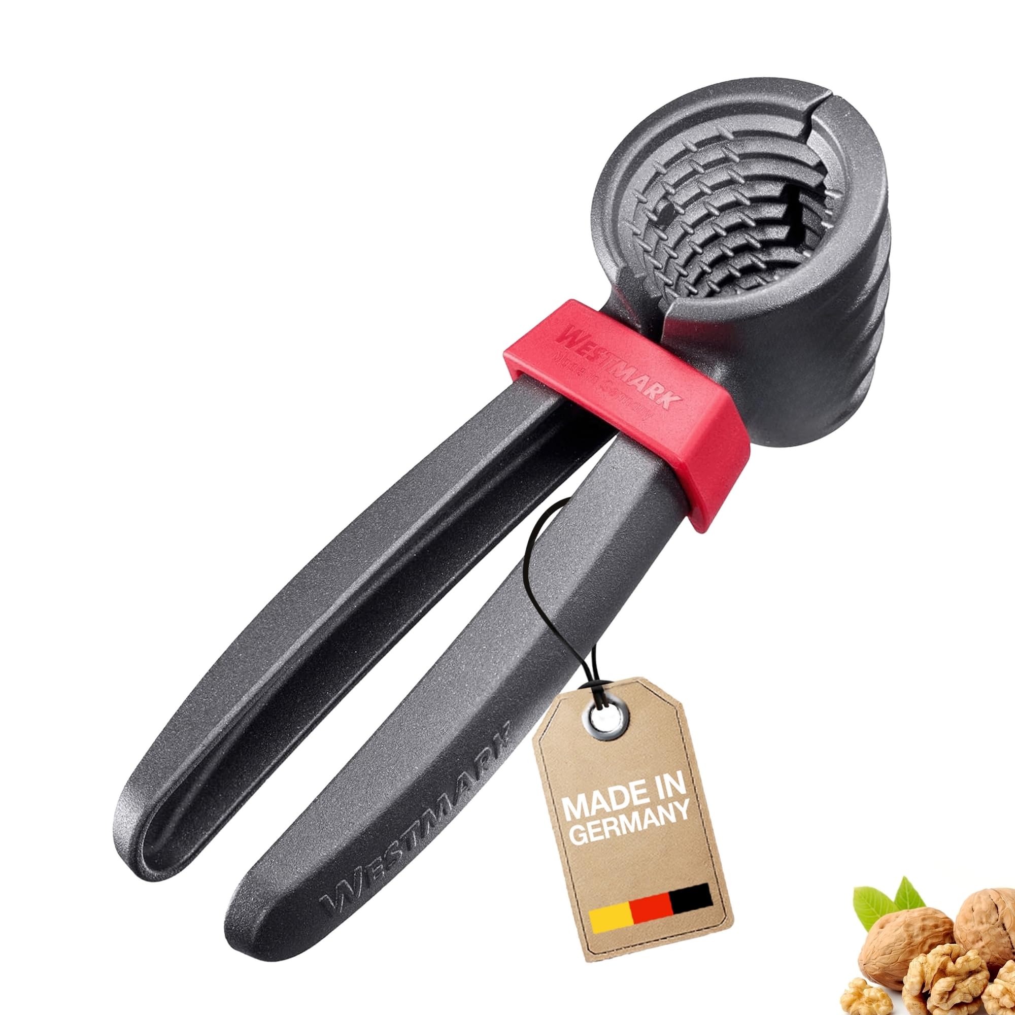 Westmark Nussknacker und Sektzange, extra große Öffnung für Walnüsse, mit Klammer, Aluminium, Westmark Nussprofi, Anthrazit/Rot, 33222270