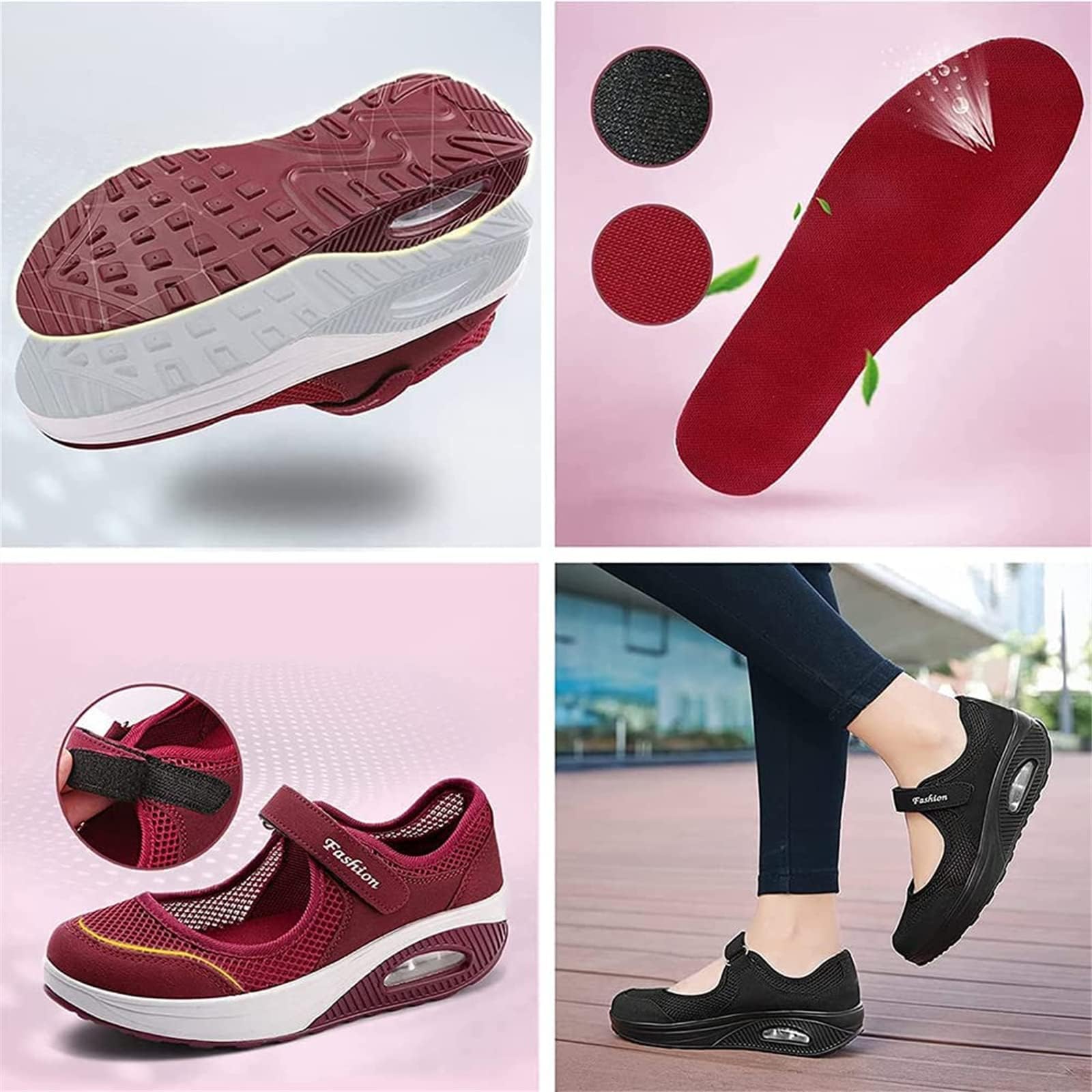 Zapatos Ligeros ortopédicos de enfermería Casuales,Zapatos de Enfermera de Trabajo con cojín de Aire cómodos para Mujer,Zapatillas de Deporte para Caminar Transpirables Ajustables Antideslizantes