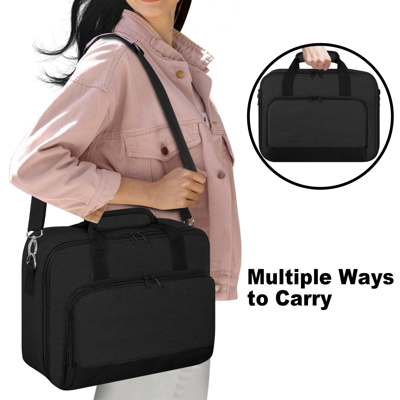 Custodia per proiettore, borsa per proiettore con tasche per accessori e spallacci regolabili, borsa da trasporto portatile compatibile con Epson BenQ ViewSonic e la maggior parte dei mini