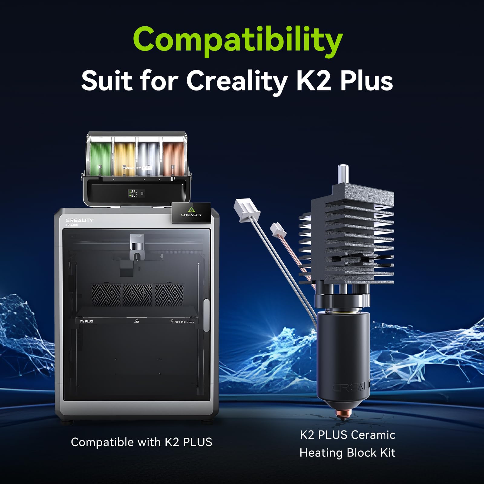 Creality Kit originale K2 Plus in ceramica Hotend blocchetto riscaldante Unicorn Quick Swap, kit di ugelli a sostituzione rapida a 350 °C, resistente alle alte temperature, kit di design integrato