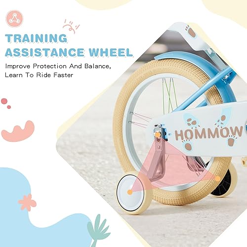 Miniatura 5 de Bicicleta infantil para niñas y niños de 3 a 12 años, bicicleta para niños de 12, 14 y 16 pulgadas, con ruedas de entrenamiento, serpentinas, cesta