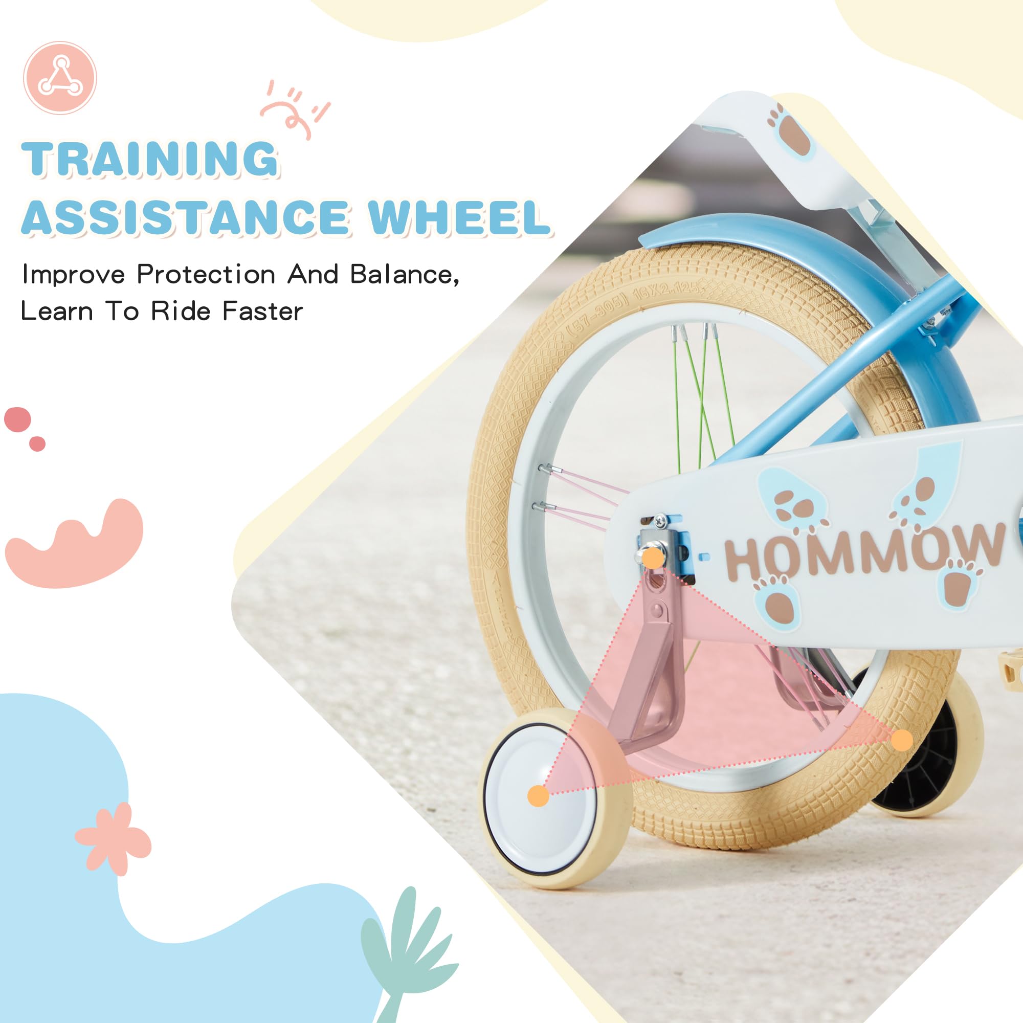 Kids Bike for Girls Boys Ages 3-12 Years, 12 14 16 Inch Kids Bike with Training Wheels, Streamers, Basket and Doll Seat, Children Bicycles with Dual Brake System, Multiple Colors