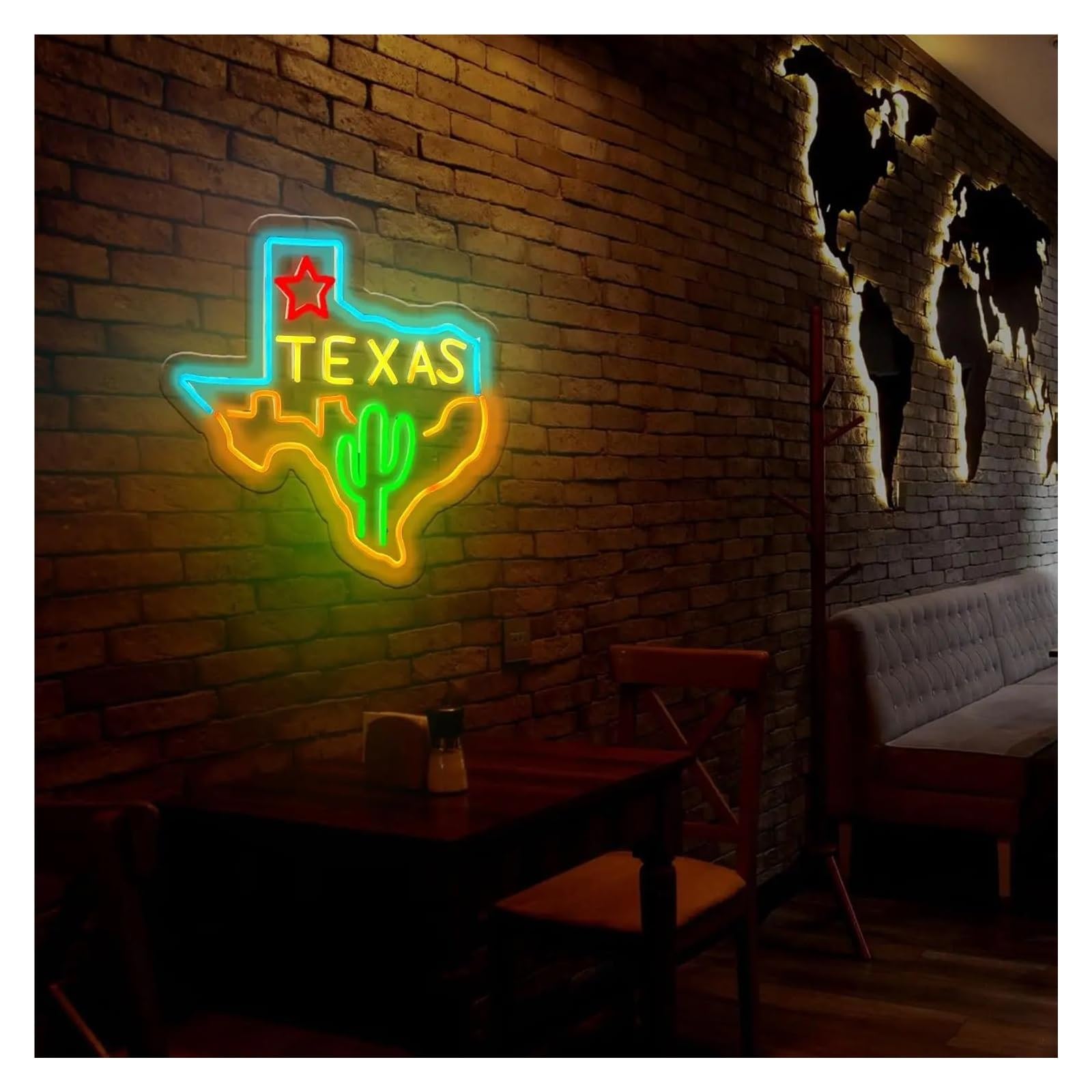 Hängende Kunst Leuchtreklamen Texas Neonschild LED-Licht Dimmbar USB-betrieben Für Bar Club Schlafzimmer Männerhöhle Restaurant Party Geburtstagsdeko 14.09inx13.786in