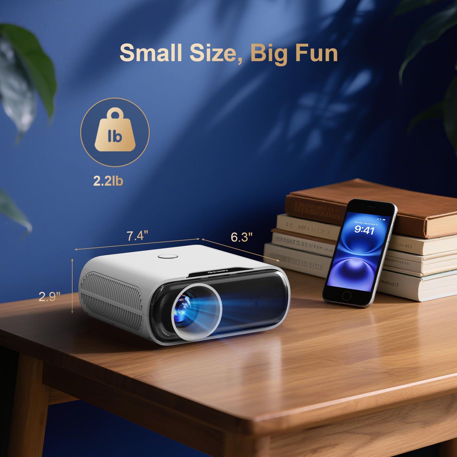 Proiettore 1500 ANSI con WiFi e Bluetooth, proiettore portatile Goiaey Smart compatibile con GoogIe TV, app ufficiali integrate, GoogIe Voice, DoIby Audio, HDMI ARC CEC Native 1080P Proiettore