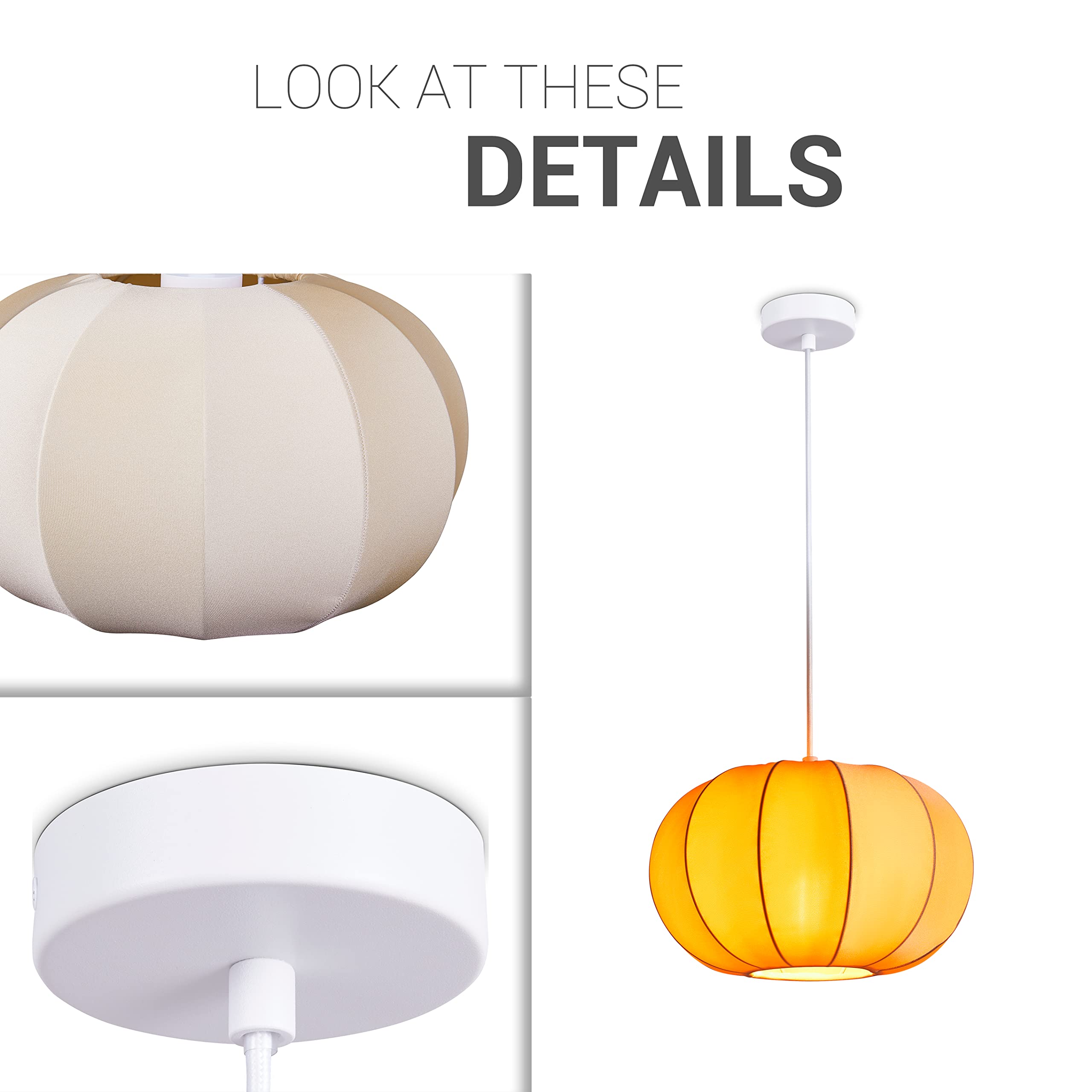 Paco Home Sospensione Soggiorno Camera Da Letto Sala Da Pranzo Paralume Moderno Nylon Tinta Unita E27, Tipo di lampada:Luce a sospensione - Tipo 1, Colore:Beige
