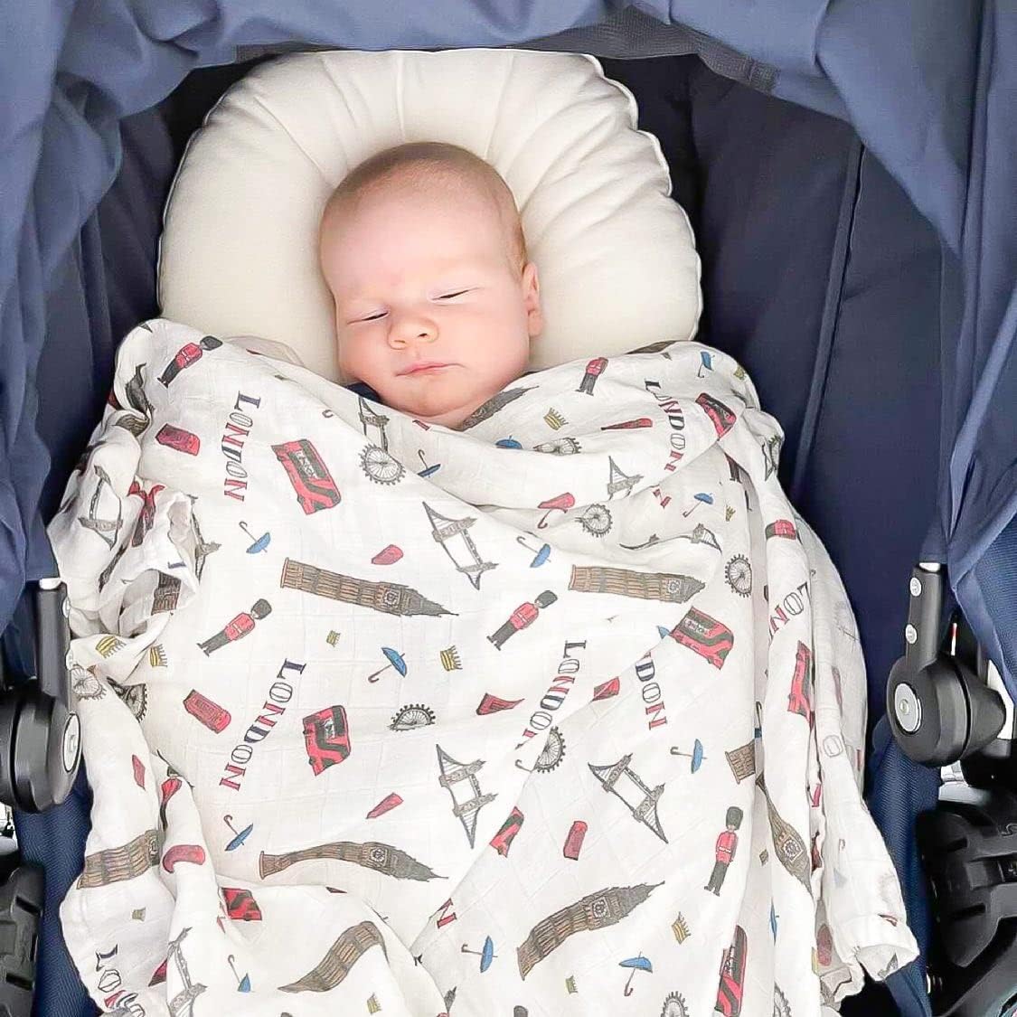 immispace - Ultra Soft Swaddle Blanket | Muslin Blankets for Girls & Boys | Newborns & Infants Gifts | 30% Organic Cotton + 70% Rayon | Large 47" x 47" | Machine Washable (London) - Image 3