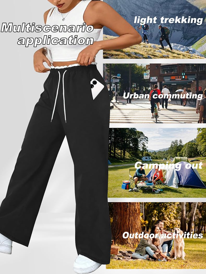 Generisch Pantalones casuales para mujer, tallas grandes, cintura alta, pantalones deportivos y pantalones de chándal para mujer, pantalones de chándal y pantalones de chándal con rayas, pierna ancha