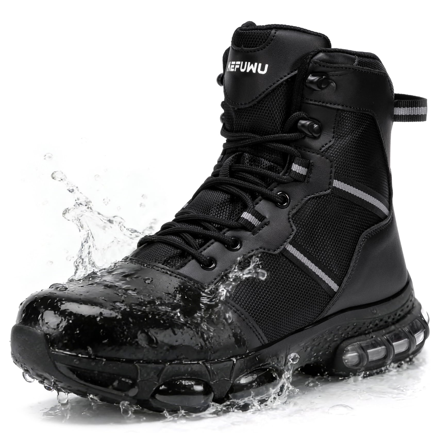 Military Tactical Boots Men Women Leather Waterproof 6 Inches Lightweight Durable Combat Boots Work Hiking Cushion Shoes