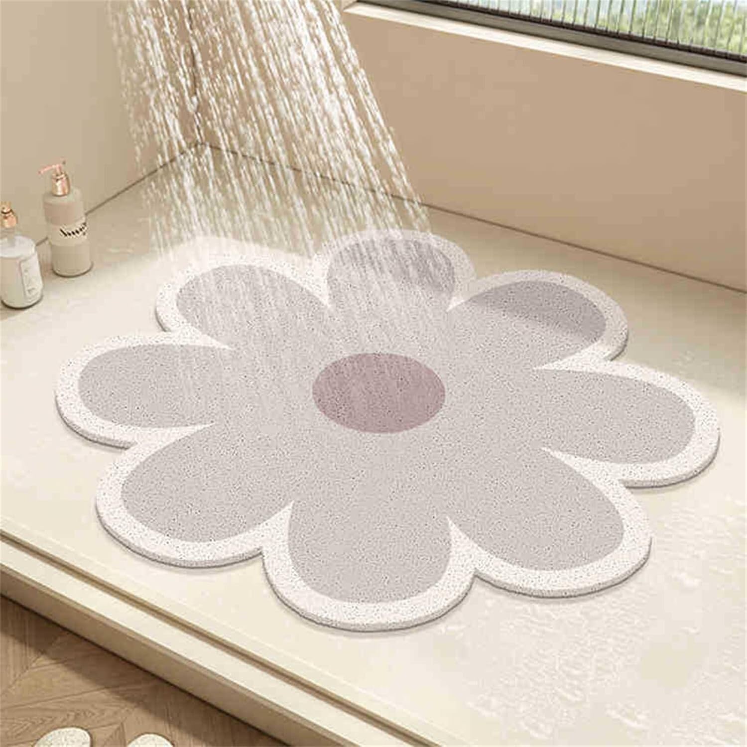 VUIKLCty Floral-patterned Soft Rubber Loofah Bath Mat