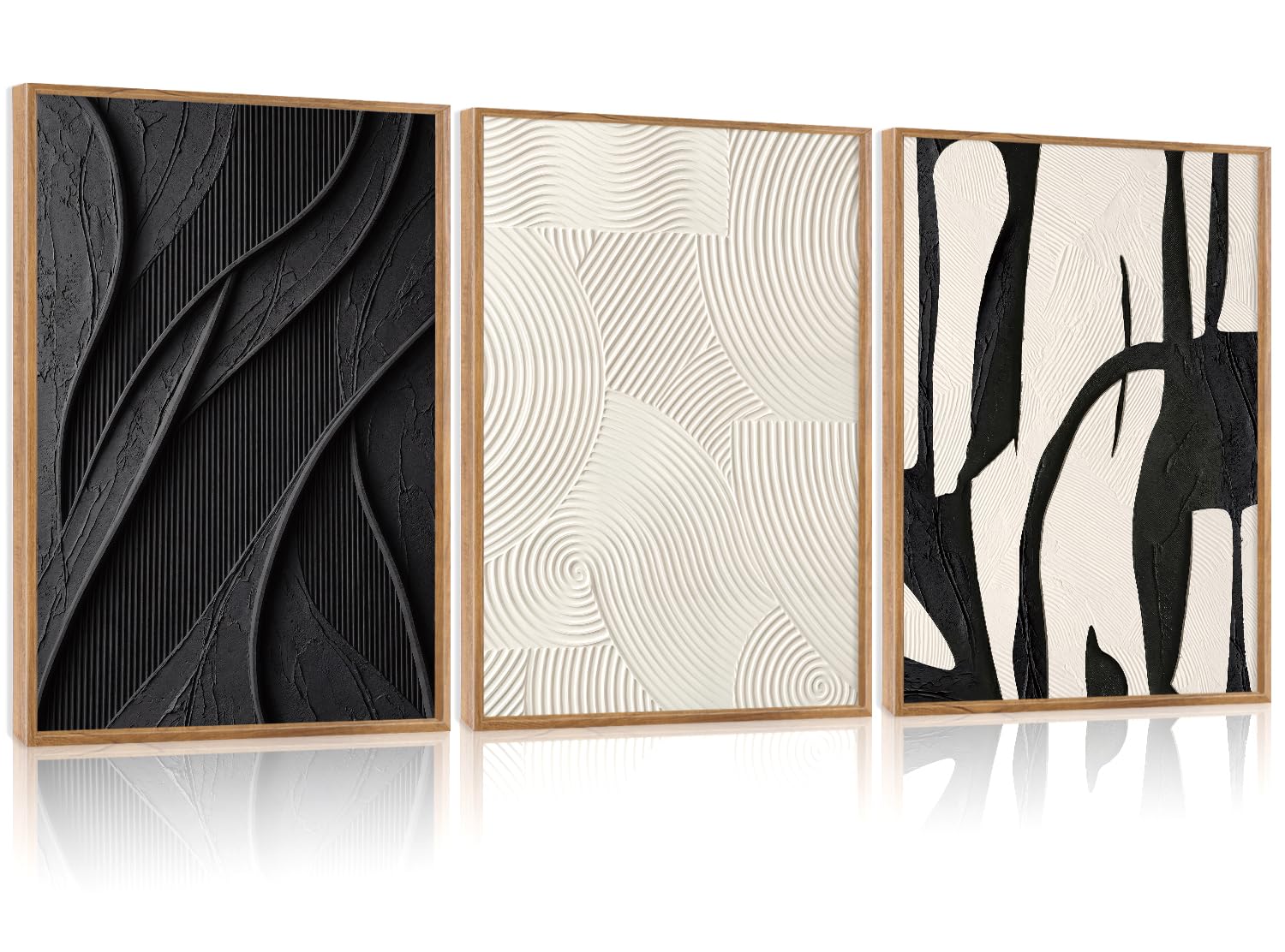 Amazon.com: CHDITB 3D Textured Black White Framed Wall Art