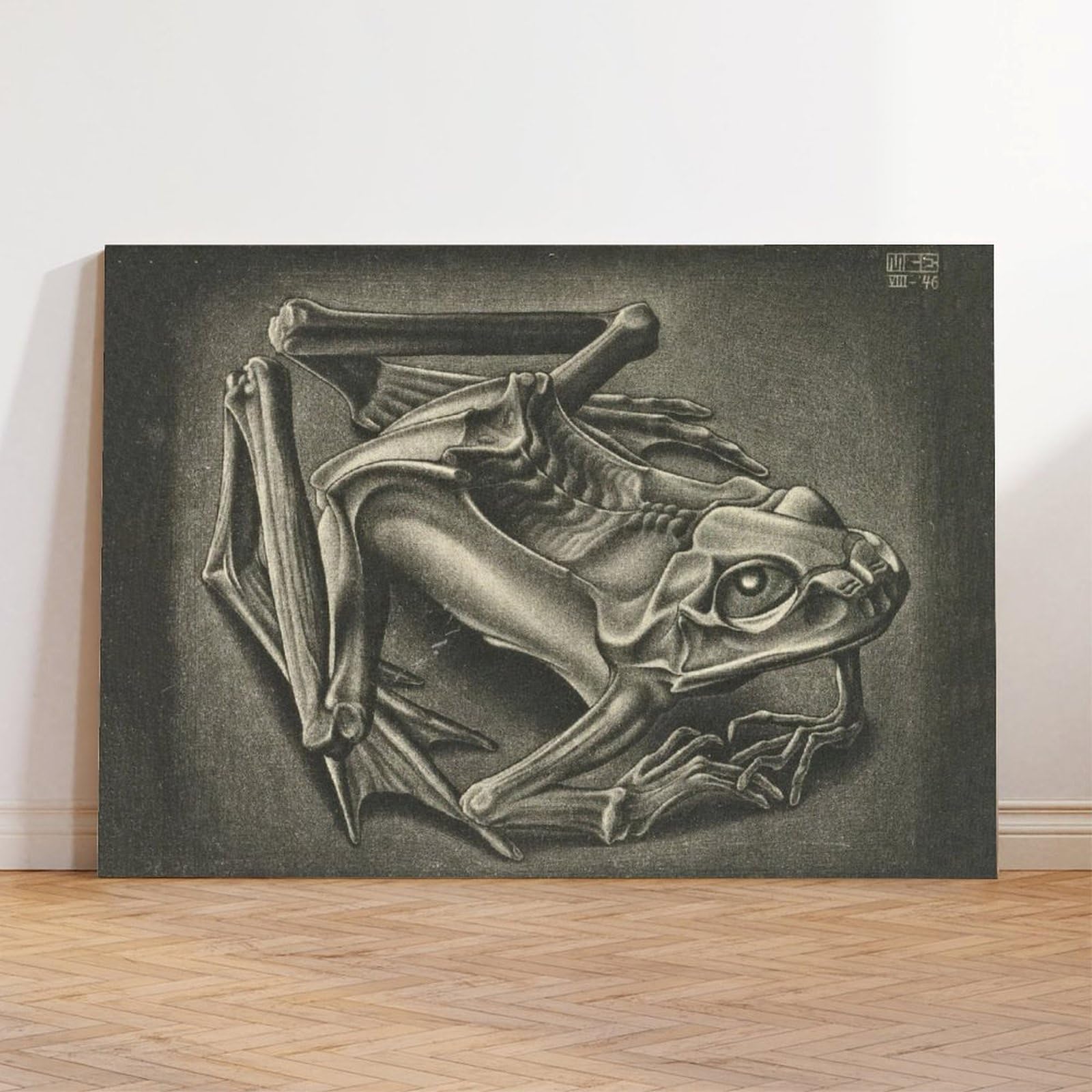 WCYB Mummified Frog by Maurits Cornelis Escher Drukowane plakaty na płótnie Deco obrazy ścienne do ramy biurowej 30 cm dł. x 45 cm szer