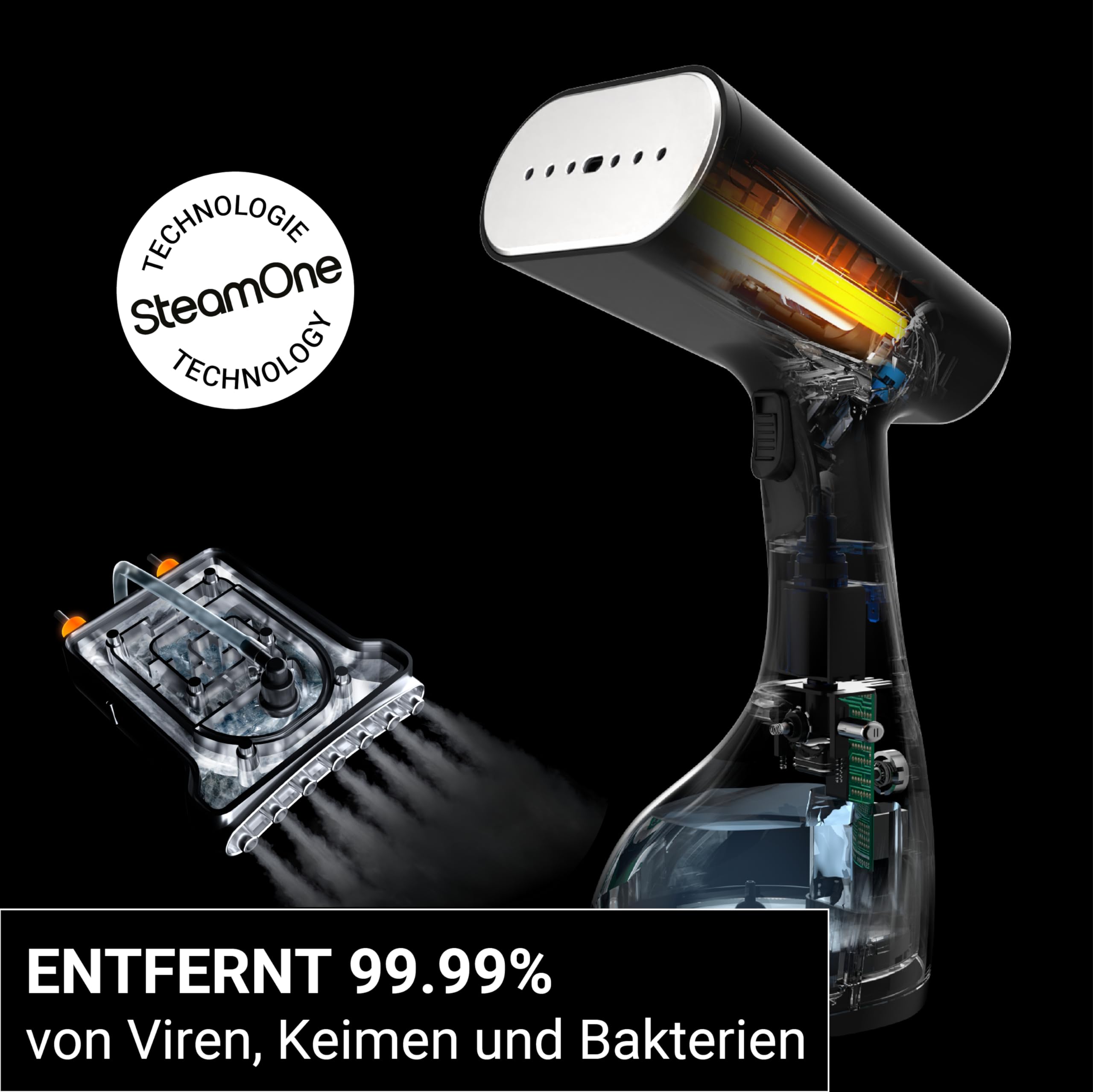 SteamOne S-Travel 2 Steamer Dampfglätter Schwarz 2000W - 260ml | Portabler Steamer S-Travel 2, 2000W, Tank 260ml, Einsatzbereit in 30s, Verriegelbarer Abzug, EUST260BV2