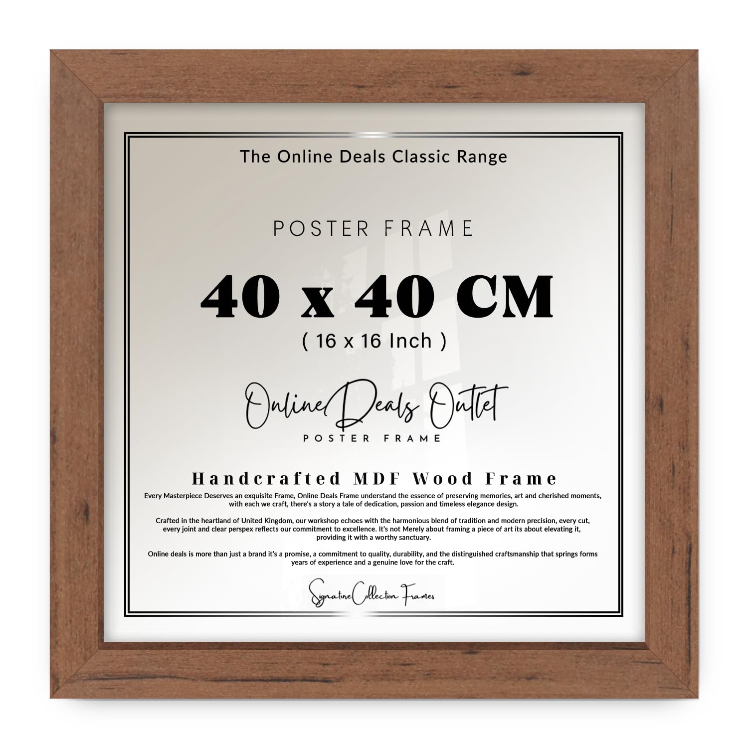 Online Deals | MDF Picture Frame (40 x 40 CM) 16x16 Inch for Food Photography & Restaurant/Café Menus, Premium MDF Finish, Portrait & Landscape Display [ Walnut ]