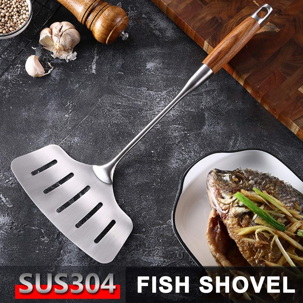 Küche Rutschfester Edelstahl-Fischbratspatel Leaky Shovel Steak Cookware (Color : A)