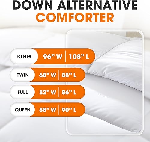 Miniatura 8 de Cheer Collection Lujoso relleno de edredón, edredón blanco alternativo de plumón de ganso súper afelpado, tamaño matrimonial, 82 x 86 pulgadas
