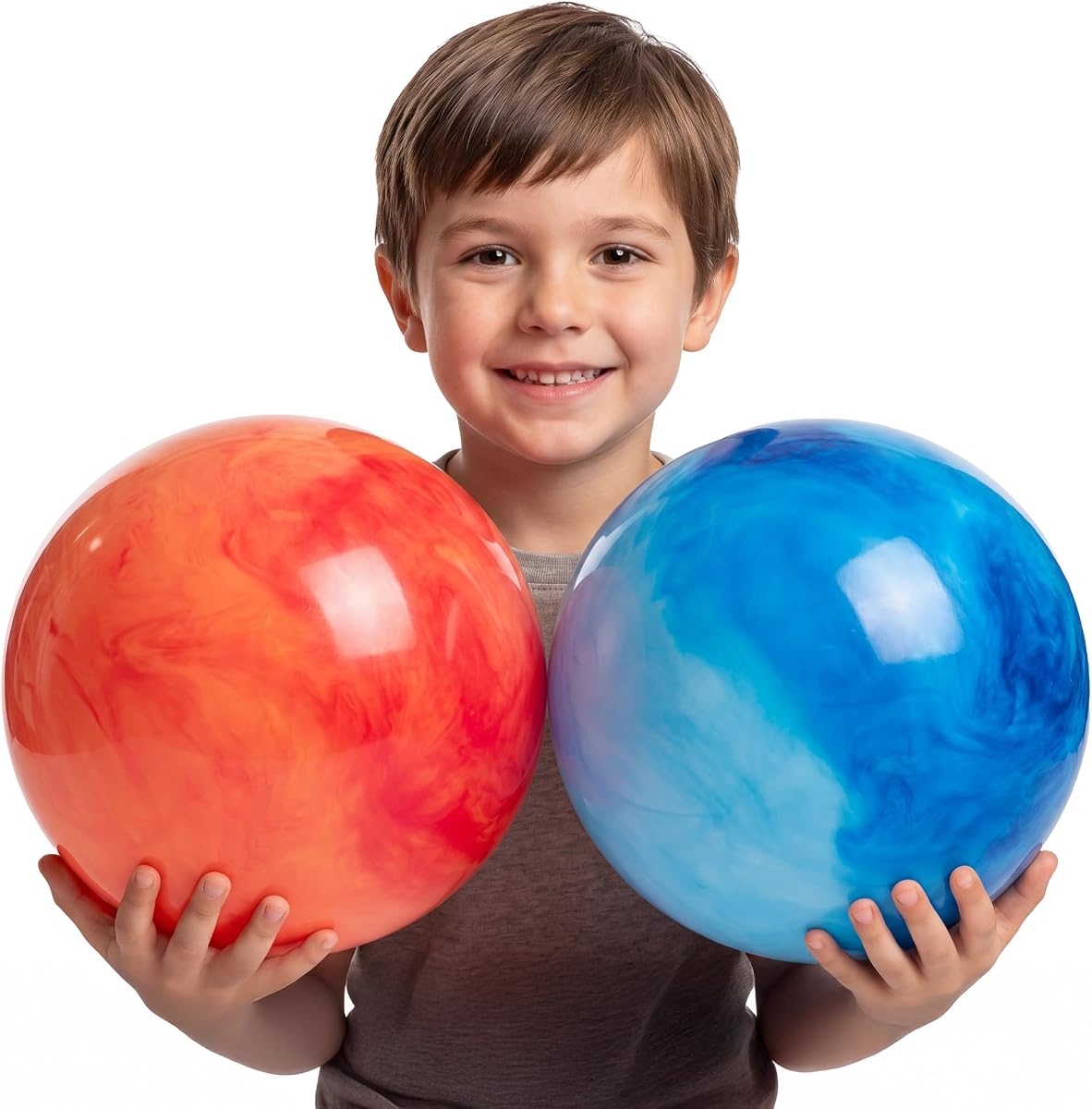 8.5-Inch Playground Balls for Kids (2-Pack) with Hand Pump, Marbleized | Rubber Playground Balls for Kickball, Four Square, Recess, PE Class, Backyard Games, Indoor & Outdoor Play, Easy Grip Design
