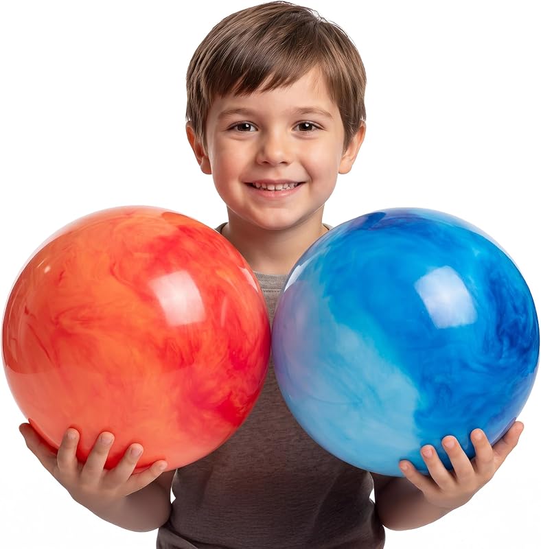 8.5-Inch Playground Balls for Kids (2-Pack) with Hand Pump, Marbleized | Rubber Playground Balls for Kickball, Four Square, Recess, PE Class, Backyard Games, Indoor & Outdoor Play, Easy Grip Design