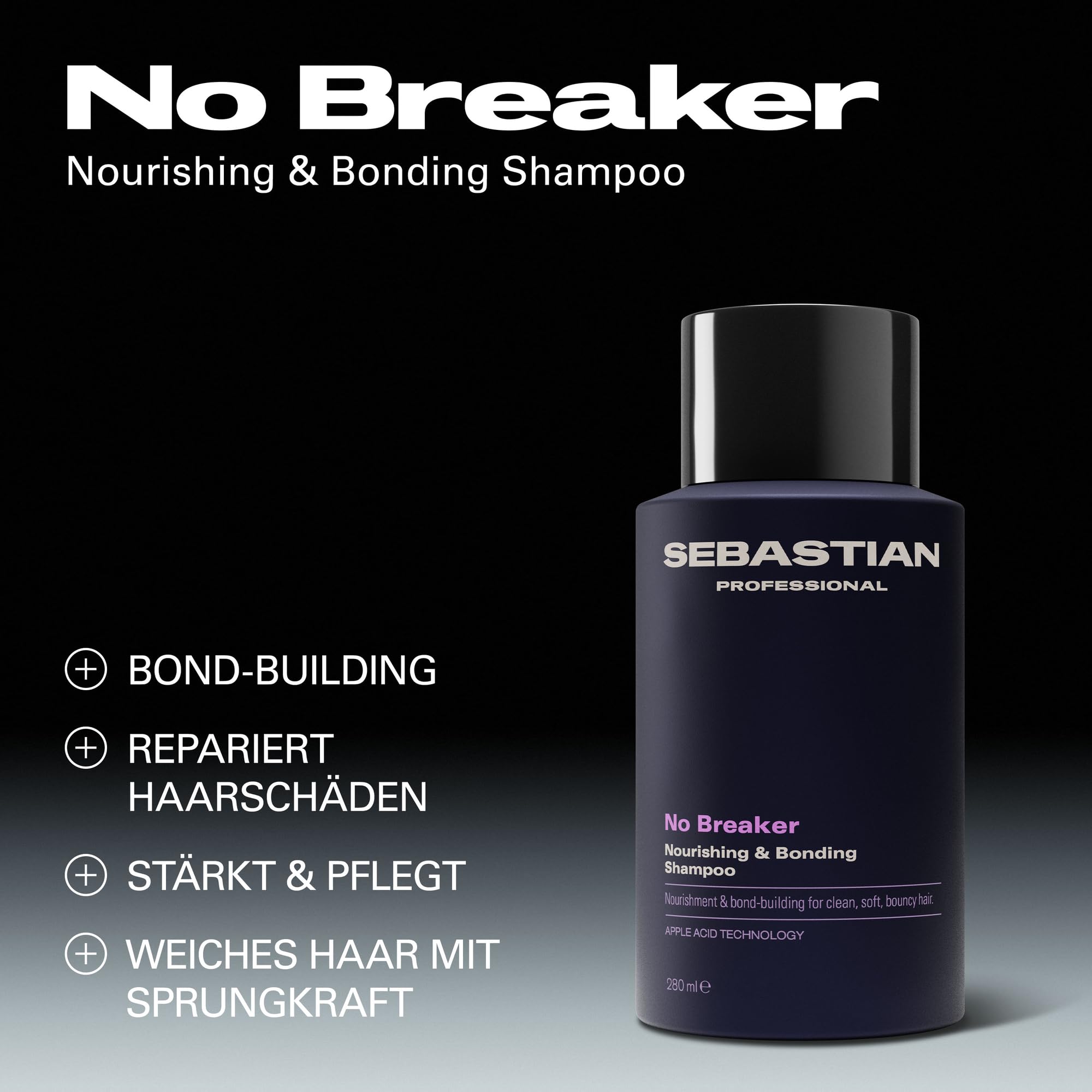 Sebastian Professional NO BREAKER Nourishing & Bonding Shampoo – Pflegendes Shampoo mit Apfelsäure-Technologie, reinigt sanft & stärkt die Haarstruktur für weiches, schwungvolles Haar - 1 L