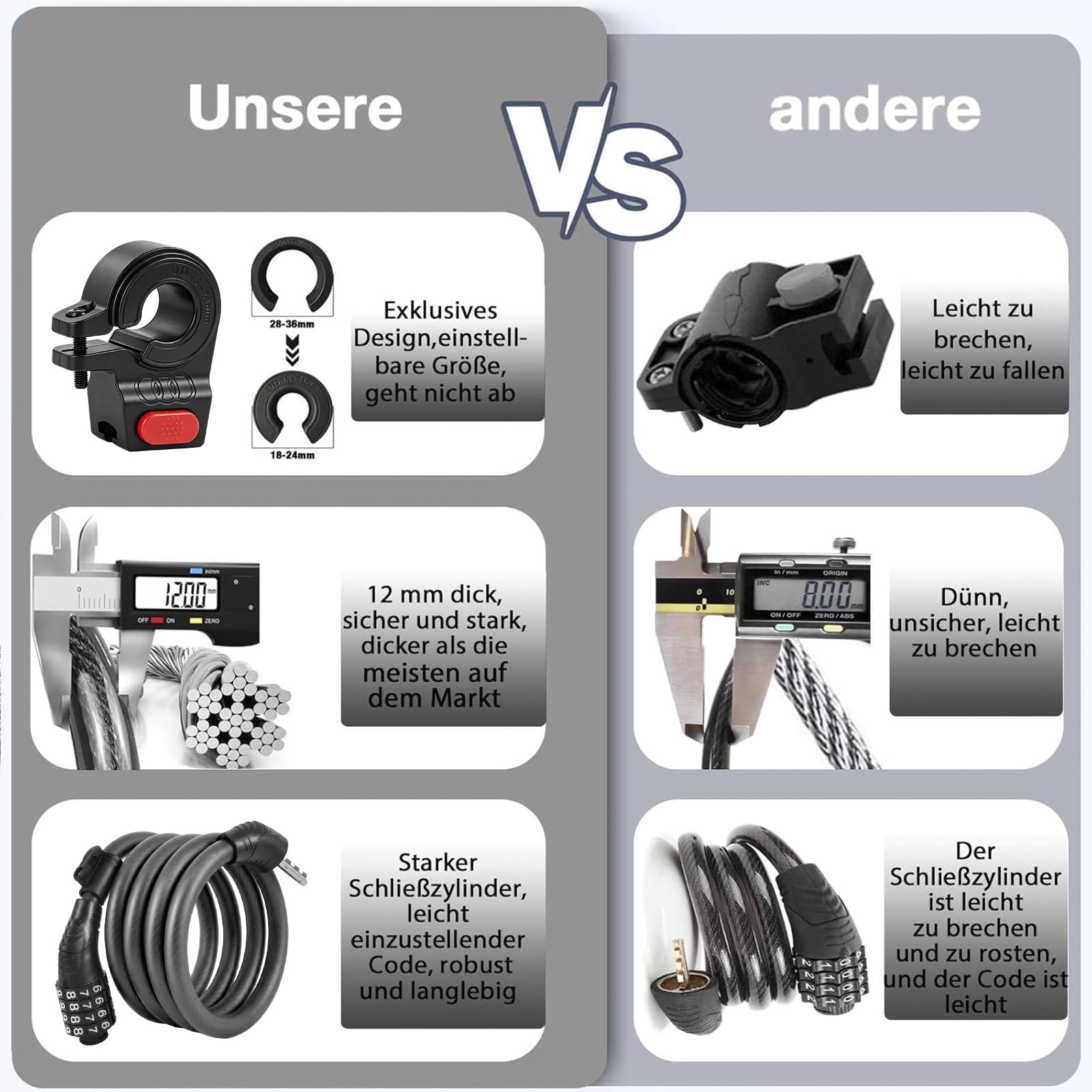 E Roller Schloss,4-stellige Fahrradschloss Kabelschloss Kompatibel für Xiaomi M365/Pro2/Max/ES/GXL Essential Scooter/Fahrrad/Motorrad/Baby 1.2m/12mmAnti-Diebstahl Ideal Zahlenschloss für 12 Stahlkabel
