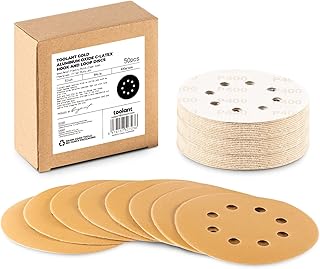 5 Inch 400 Grit Sanding Disc, 8 Hole Hook and Loop Aluminum Oxide Sanding Discs for Disc Sanders & Orbital Sanders - 50 Pack by toolant