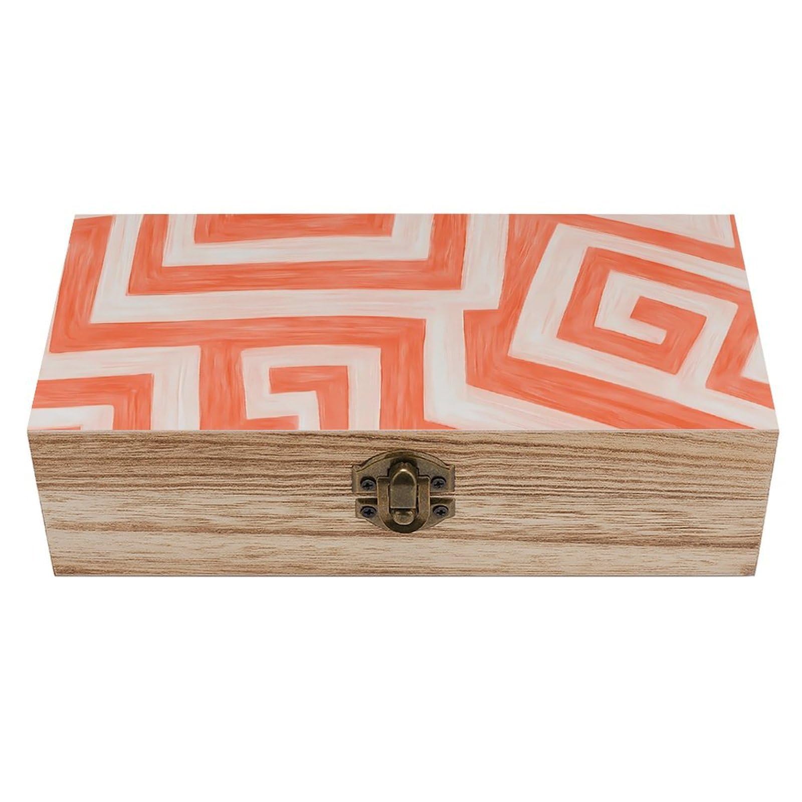 HLBSDM Watercolor Maze Lines Retro Wooden Storage Box Jewelry Art Gift Boxs Decorative Keepsake Boxes