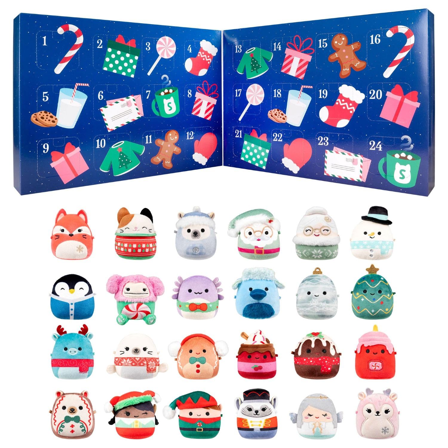 Micromallows Squishmallows Original Official 24-Day Holiday Plush Advent Calendar, multicolor