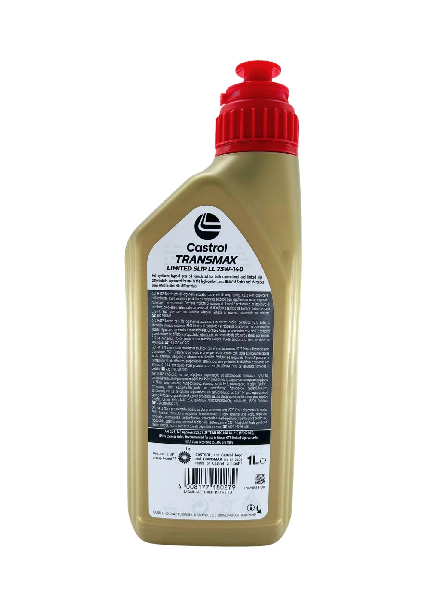 LUBRIALPHA - Olio per Differenziali Autobloccanti | Transmax Limited Slip LL 75W-140 | Riduce Vibrazioni e Rumorosità | Protezione Elevata e Fluidità a Freddo, Sintetico, 3x1L