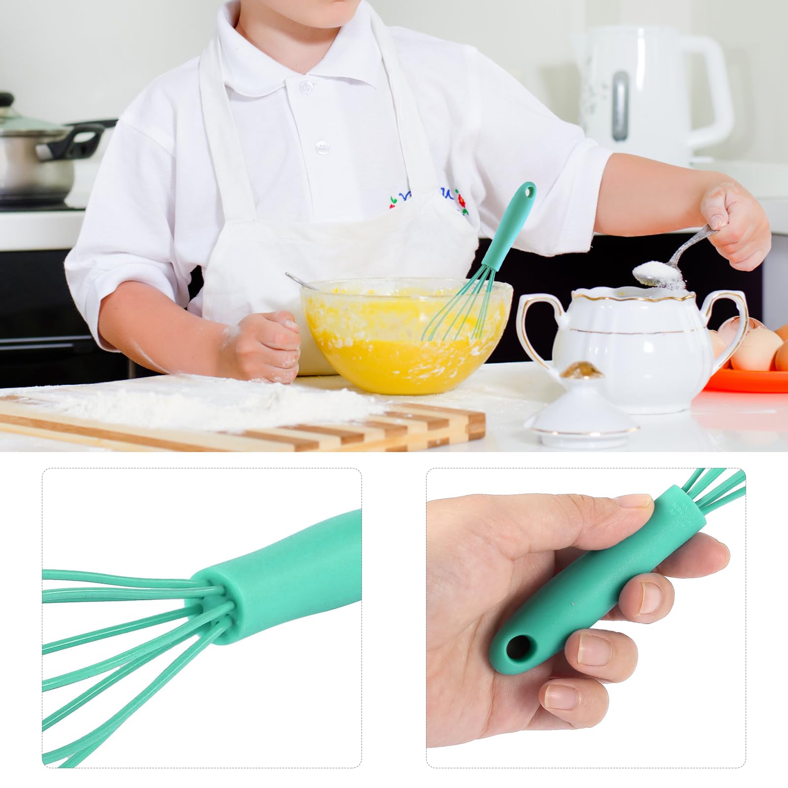 10 fruste da cucina in silicone per cucinare, frusta per impastare in acciaio inox, antiaderente, piccola frusta a forma di palloncino, frusta per uova, frusta, frusta, mescolare, cuocere