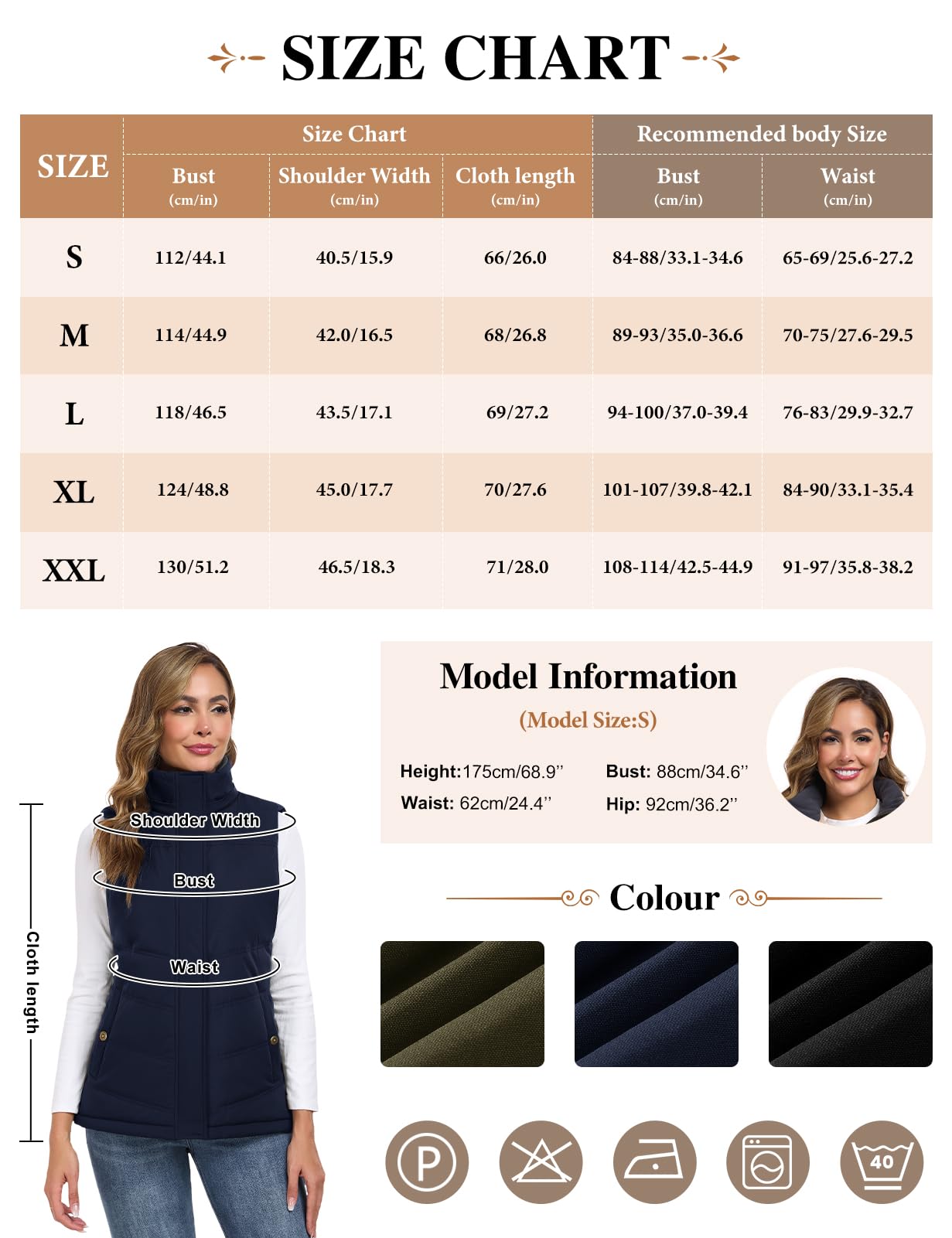 Chaleco Mujer Invierno Térmico Acolchado Chaqueta sin Mangas Forro Polar con Capucha Bolsillos