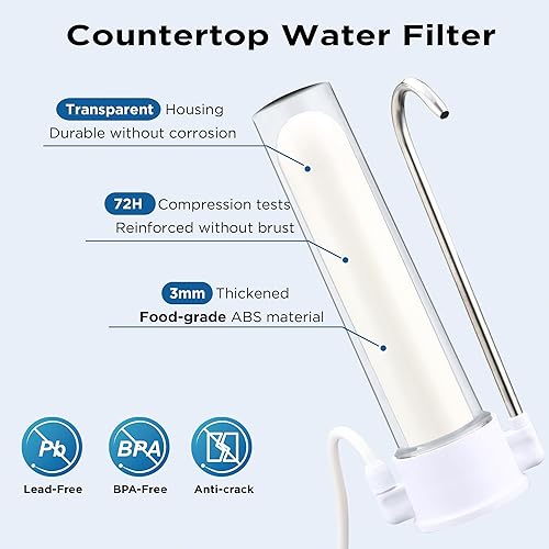 Miniatura 3 de SQ-FF-02A Elemento de filtro de repuesto para sistema de filtro de agua de cerámica, reduce el cloro, metales pesados, sedimentos, mal sabor y olor,
