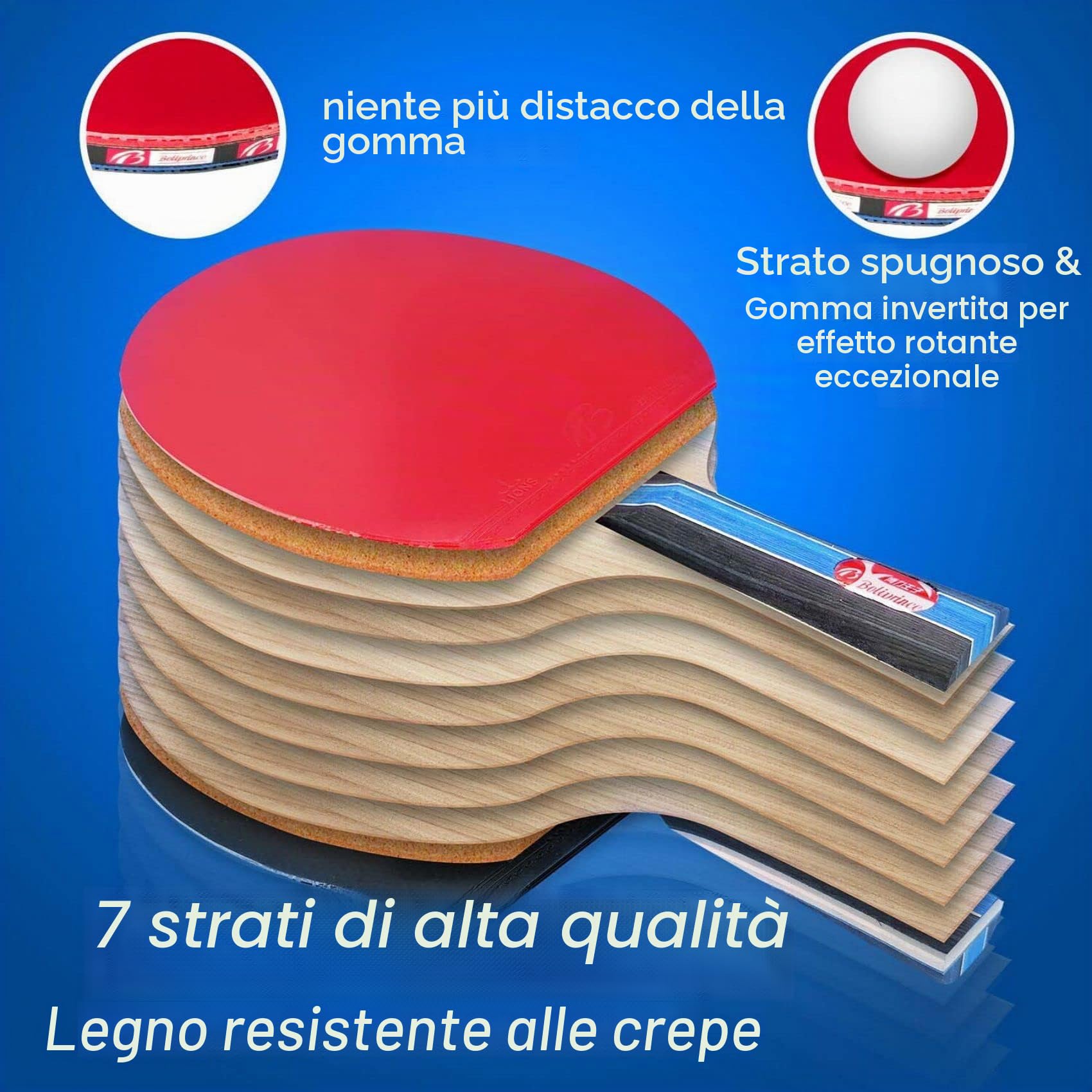 Set Racchette Ping Pong con Racchette da Ping Pong, Palline e Borsa