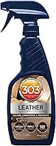 303 Products Leather 3-In-1 Complete Care - Cleans, Conditions, & Protects - Helps Prevent Fading & Cracking - Rinse Free Formula - Repels Dust, Lint, & Staining, 16 fl. oz. (30218CSR) Packaging May Vary
