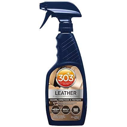 303 Products Leather UV Protectant Cleaner and Conditioner - Cleans, Conditions, and Restores Leather and Vinyl Luggage, Handbags, Shoes, Furniture and More (16 fl. oz)