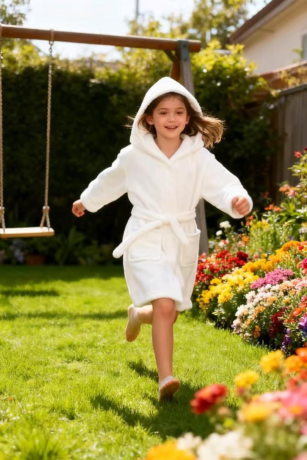 Boys Girls Hooded Robe Soft Touch Robe Kids Terry Cloth Cotton Spa Bathrobe Sleepwear 2-14 Years - Image 5