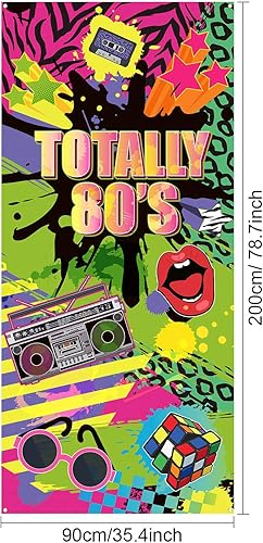 Miniatura 3 de Totally - Cubierta de puerta de los años 80, tela grande de los años 80, cartel de graffiti de hip hop, pancarta de decoración retro para fiestas
