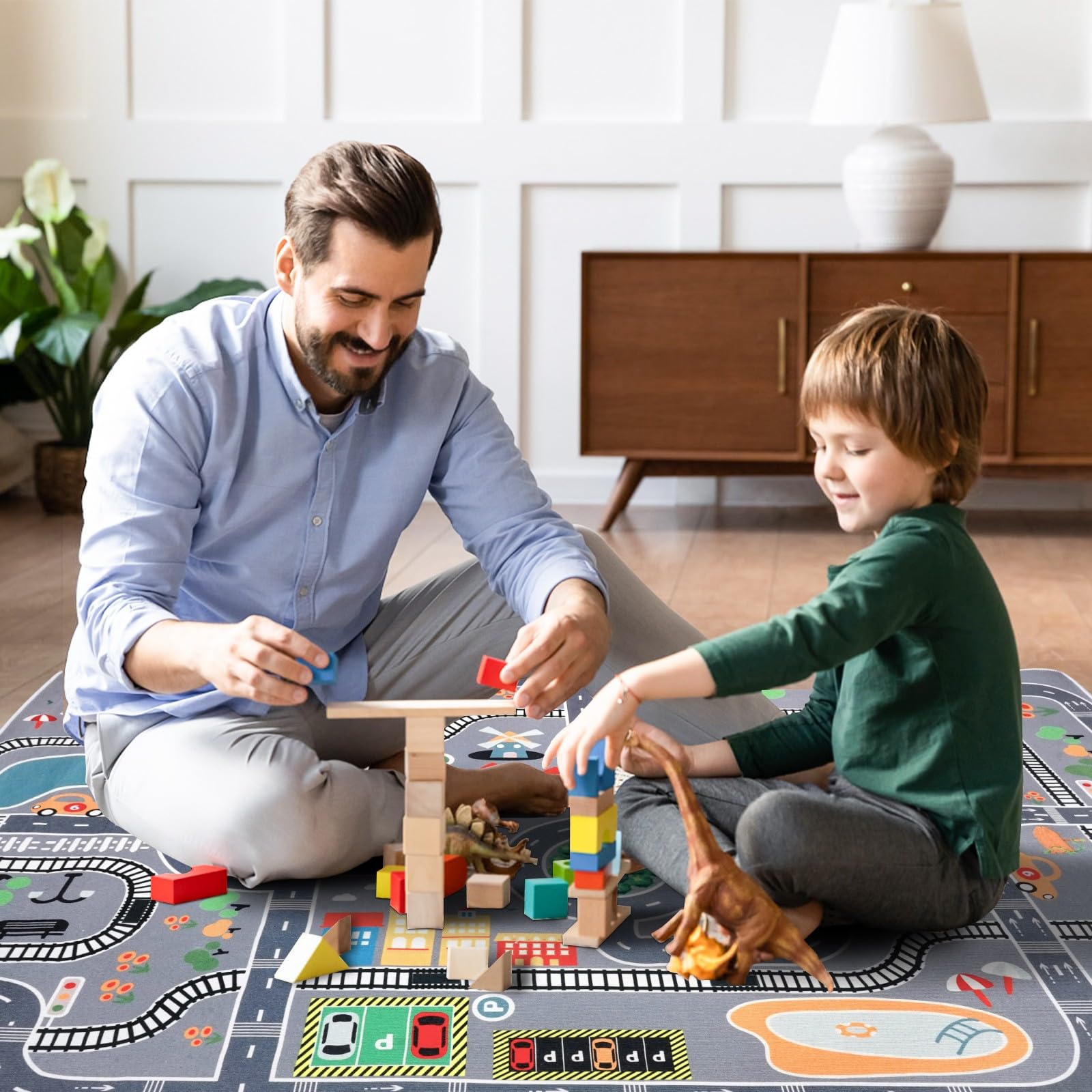 Tapis Voiture Enfant, Circuit Route Antidérapant, Lavable 80x120cm